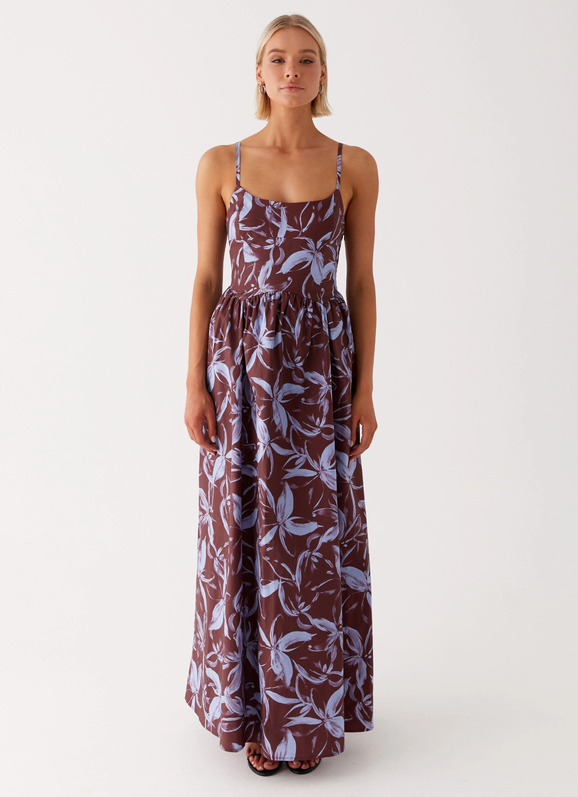 Grace Vibe Tesoro Maxi Dress - Brown Purple Floral