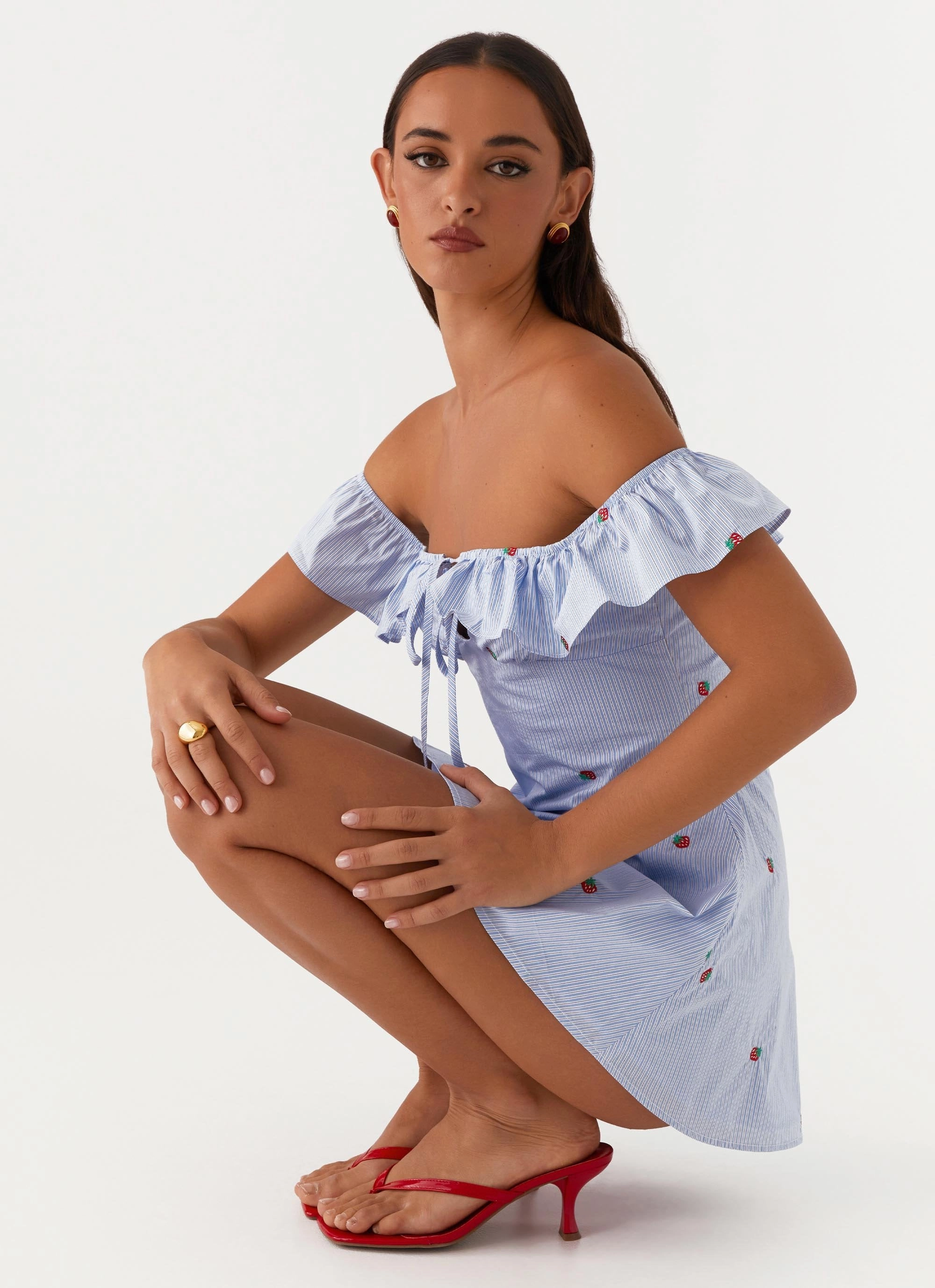 Texas Sun Linen Mini Dress - Blue Knot-Detail