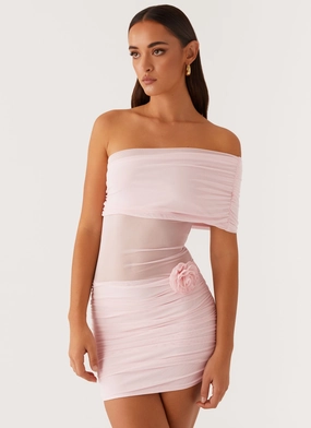 Flap-Detail Understated Elegance Teyana Mini Dress - Pink