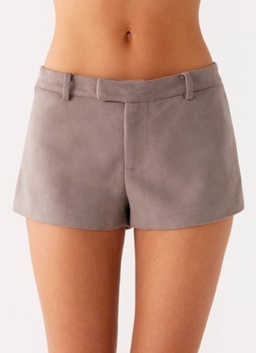Thats Chill Mini Shorts - Grey Wrinkle Free Weave