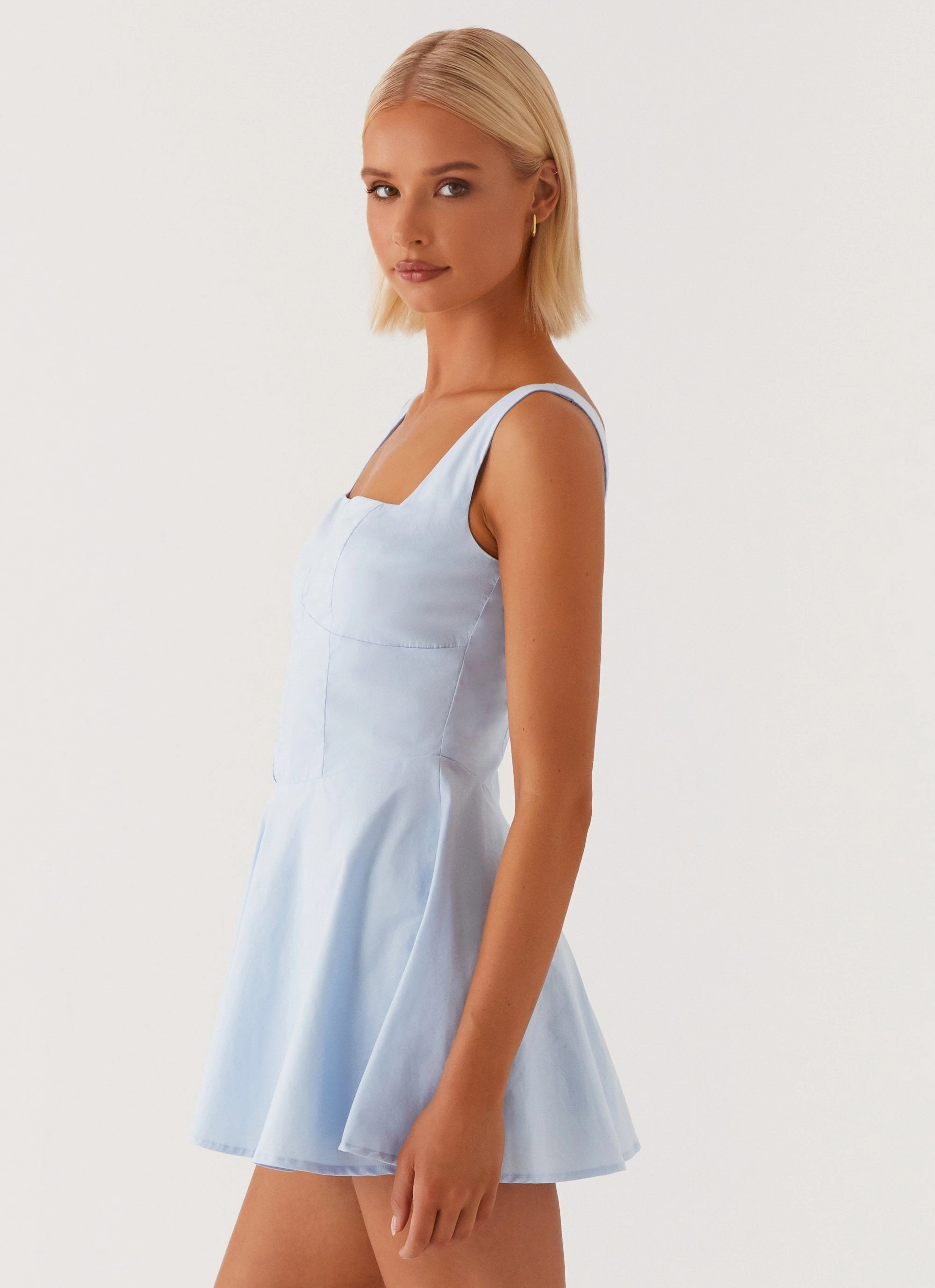 The Isle Mini Dress - Blue Linen Love