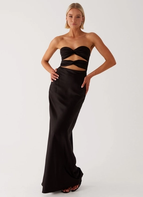 Tianna Strapless Maxi Dress - Black Low Key Zip Closure