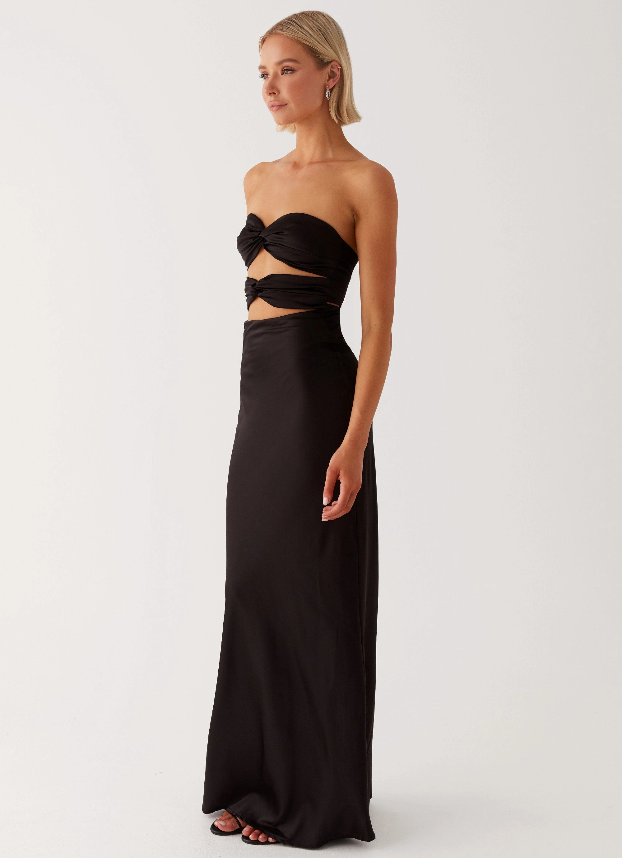 Tianna Strapless Maxi Dress - Black Skin Touch Light Coral