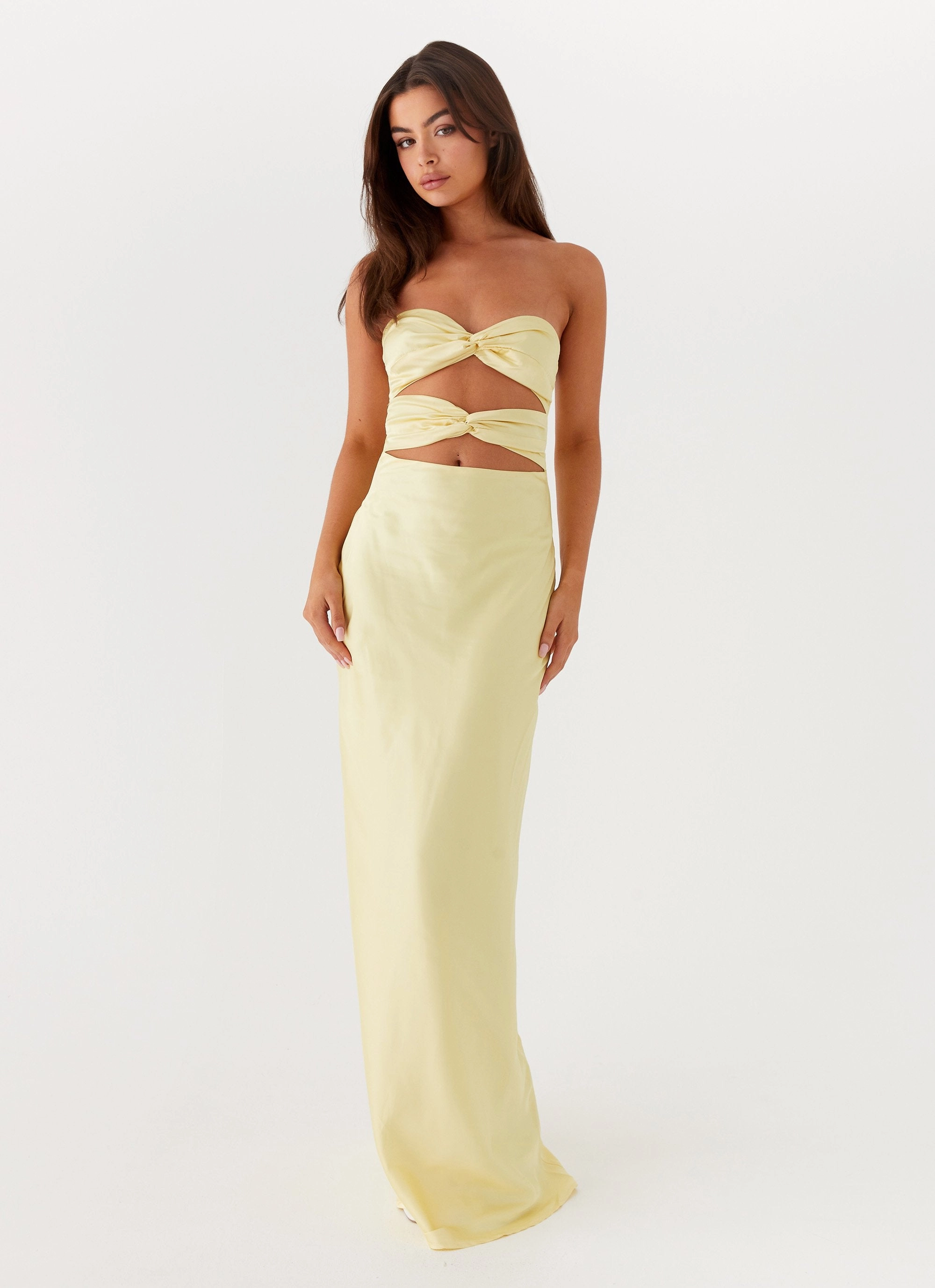 Tianna Strapless Maxi Dress - Yellow everyday staple Curvy Glam