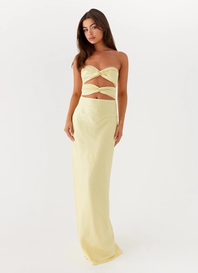 Tianna Strapless Maxi Dress - Yellow everyday staple Curvy Glam