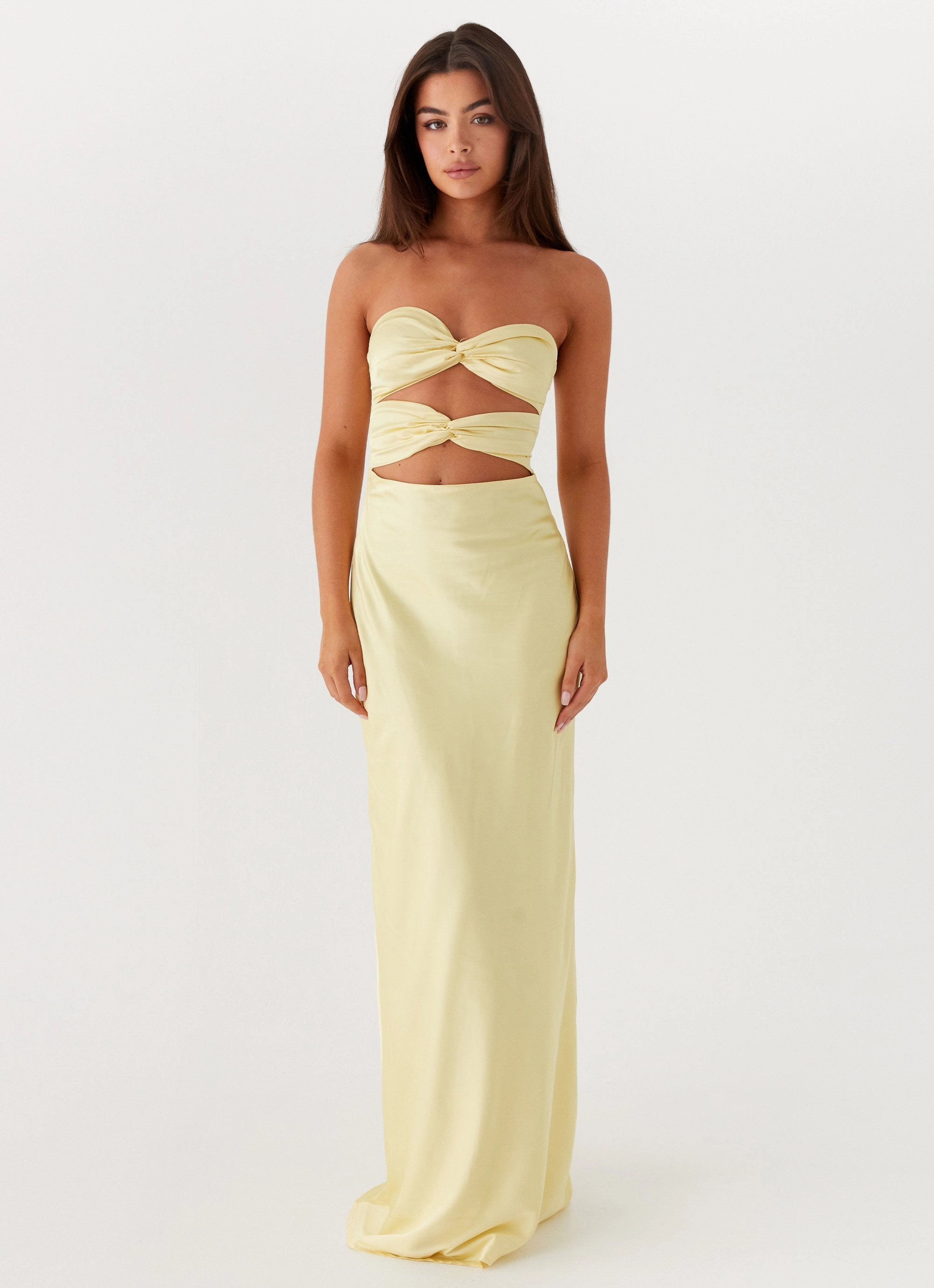 Tianna Strapless Maxi Dress - Yellow Love Energy