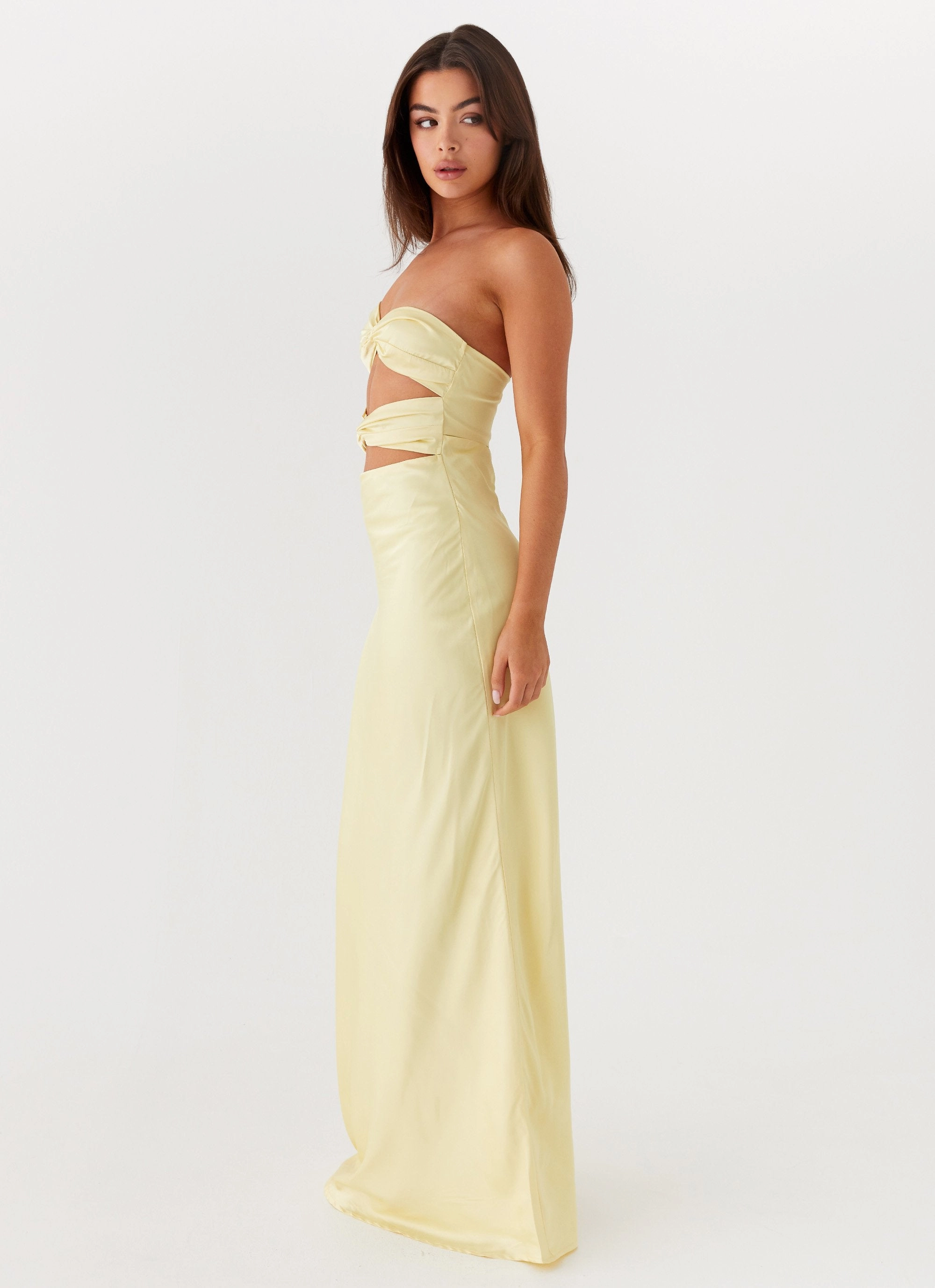 Tianna Strapless Maxi Dress - Yellow Layered Texture