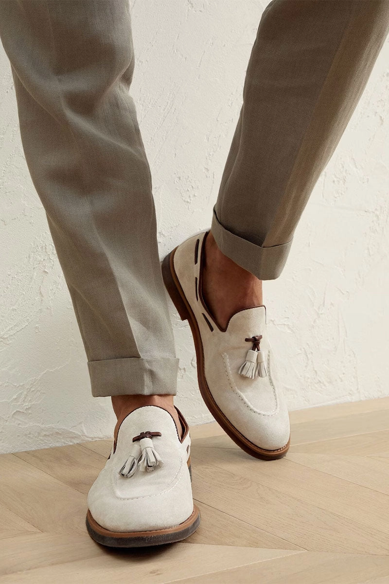 Suede Tassel Loafers Polished Profile