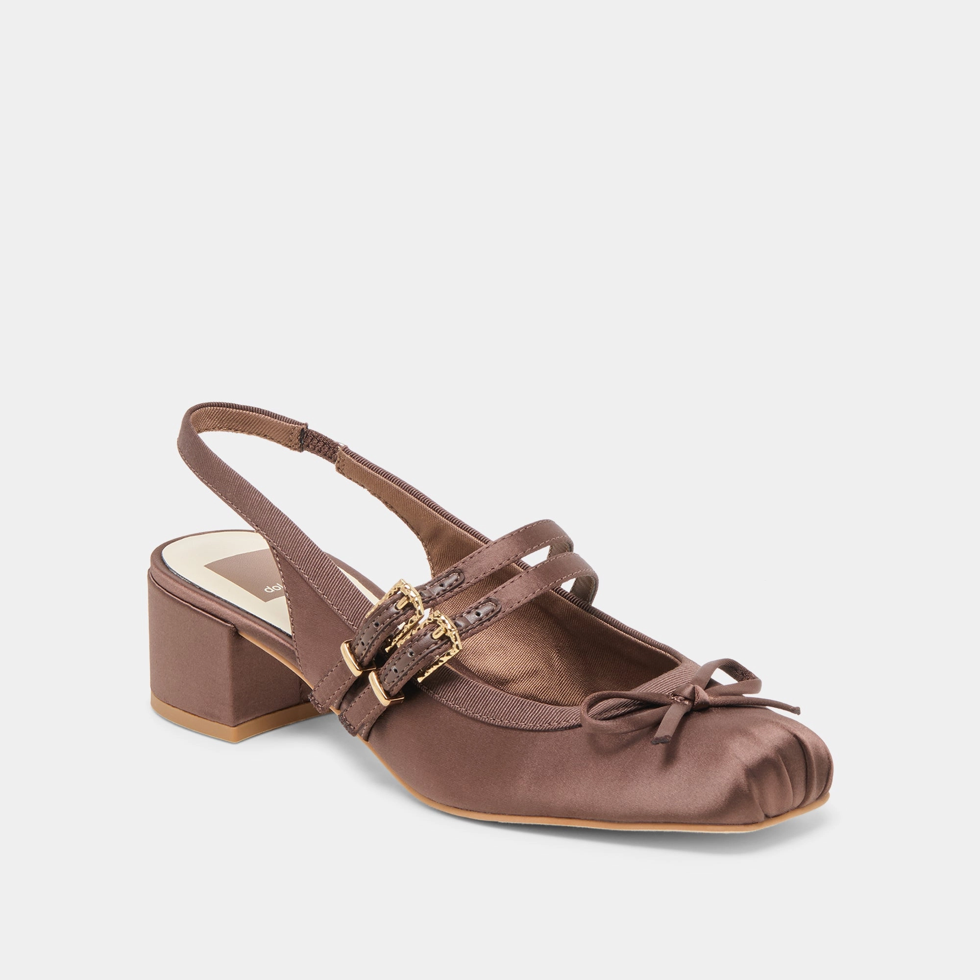 LORIS HEELS MAHOGANY SATIN Statement Look Heightened Style