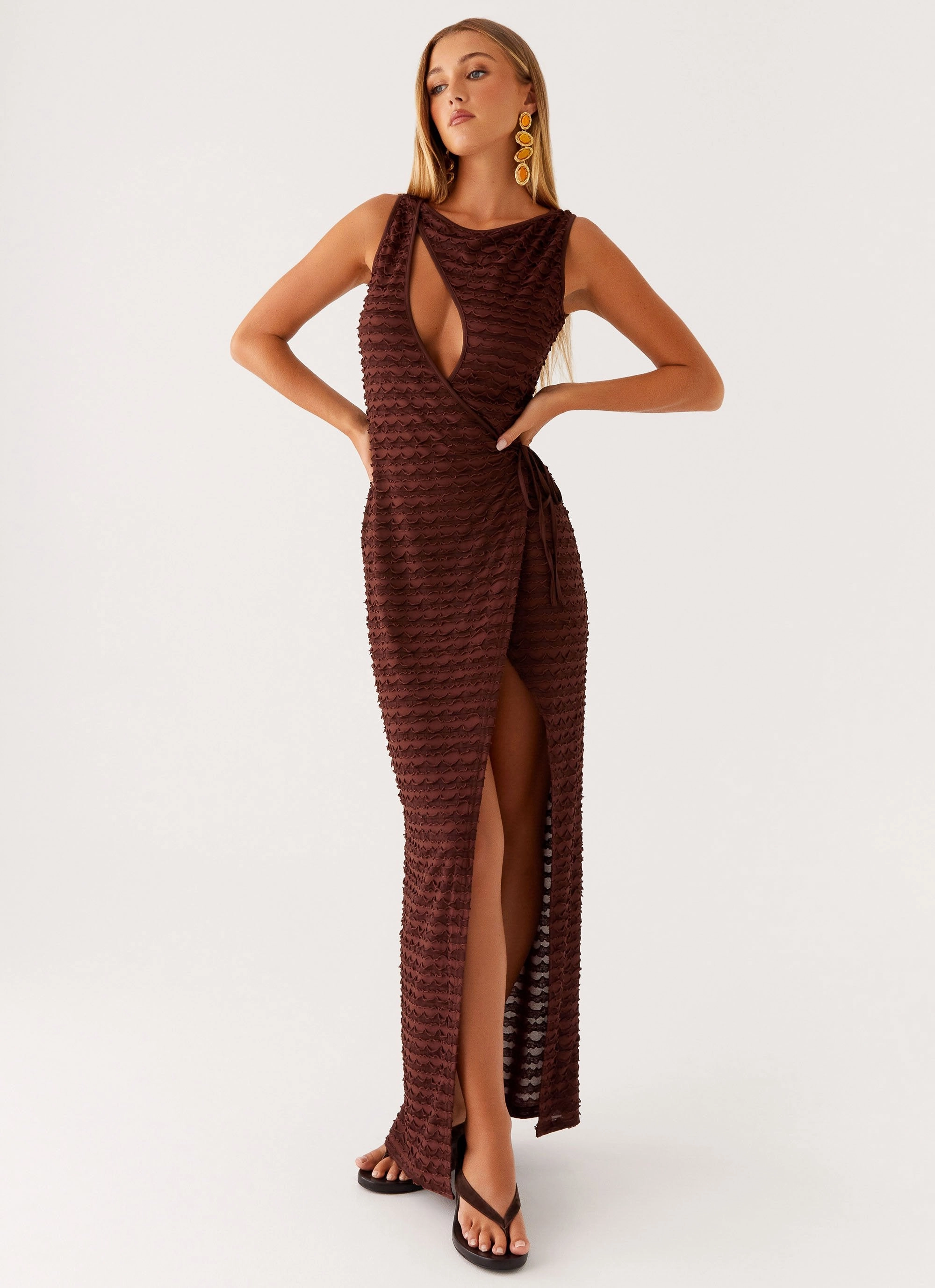 Sterling Wrap Maxi Dress - Chocolate Functional Style Smart Fashion