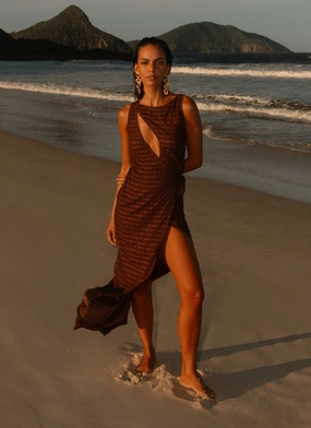 Sterling Wrap Maxi Dress - Chocolate Skin-friendly Soft Drape