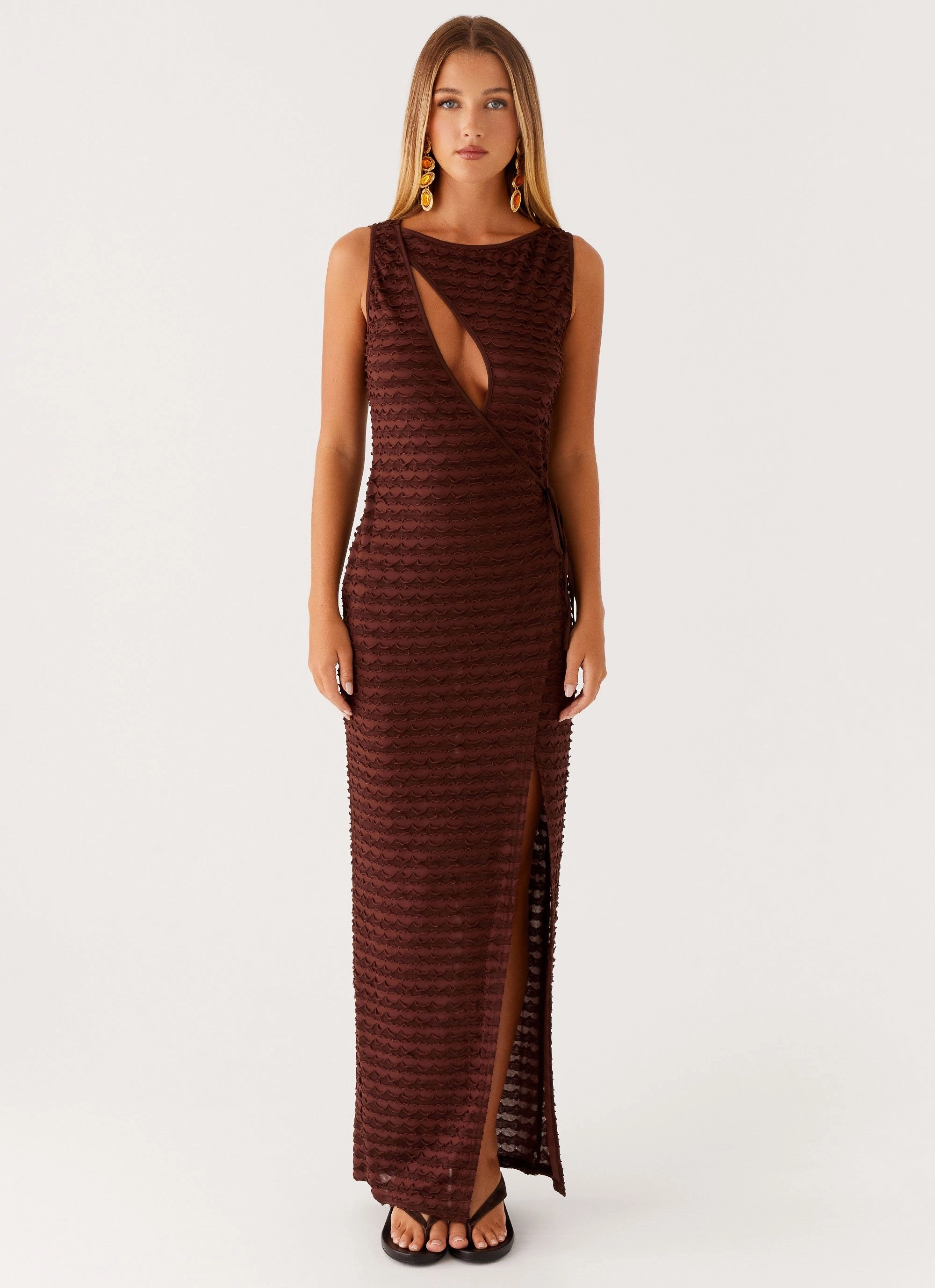 Sterling Wrap Maxi Dress - Chocolate Modern Movement Neutral Finish