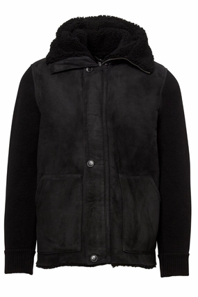 Tokyo Hooded Shearling Coat Double Stitch Reinforcement