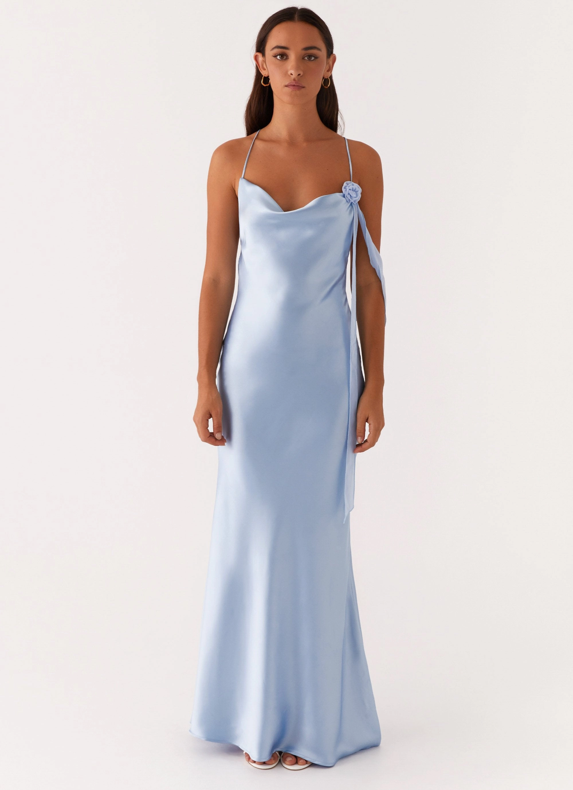 Must Have Form Focus Too Sweet Satin Maxi Dress - Blue