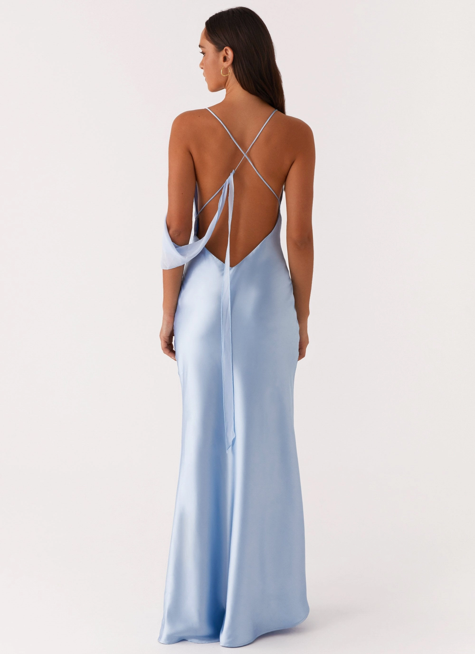 Too Sweet Satin Maxi Dress - Blue Urban Classic