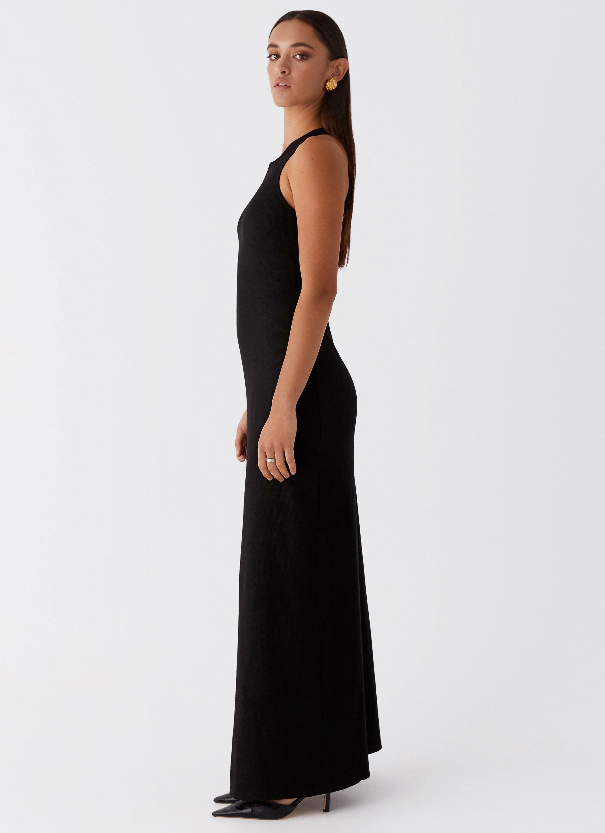 Alice Cut Out Maxi Dress - Black Warm Base Smart Fabric