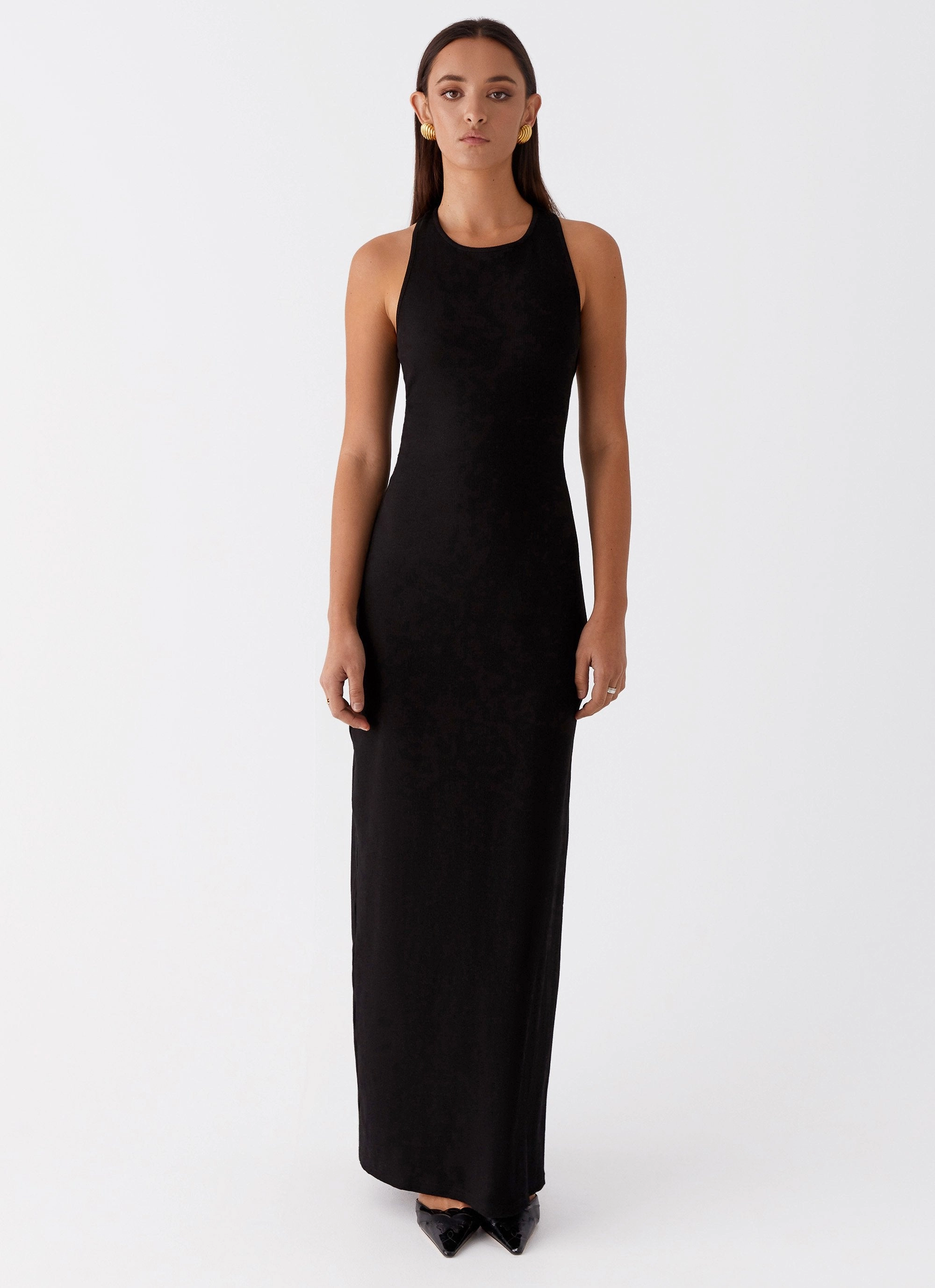 Alice Cut Out Maxi Dress - Black Clean Texture Luxury Feel