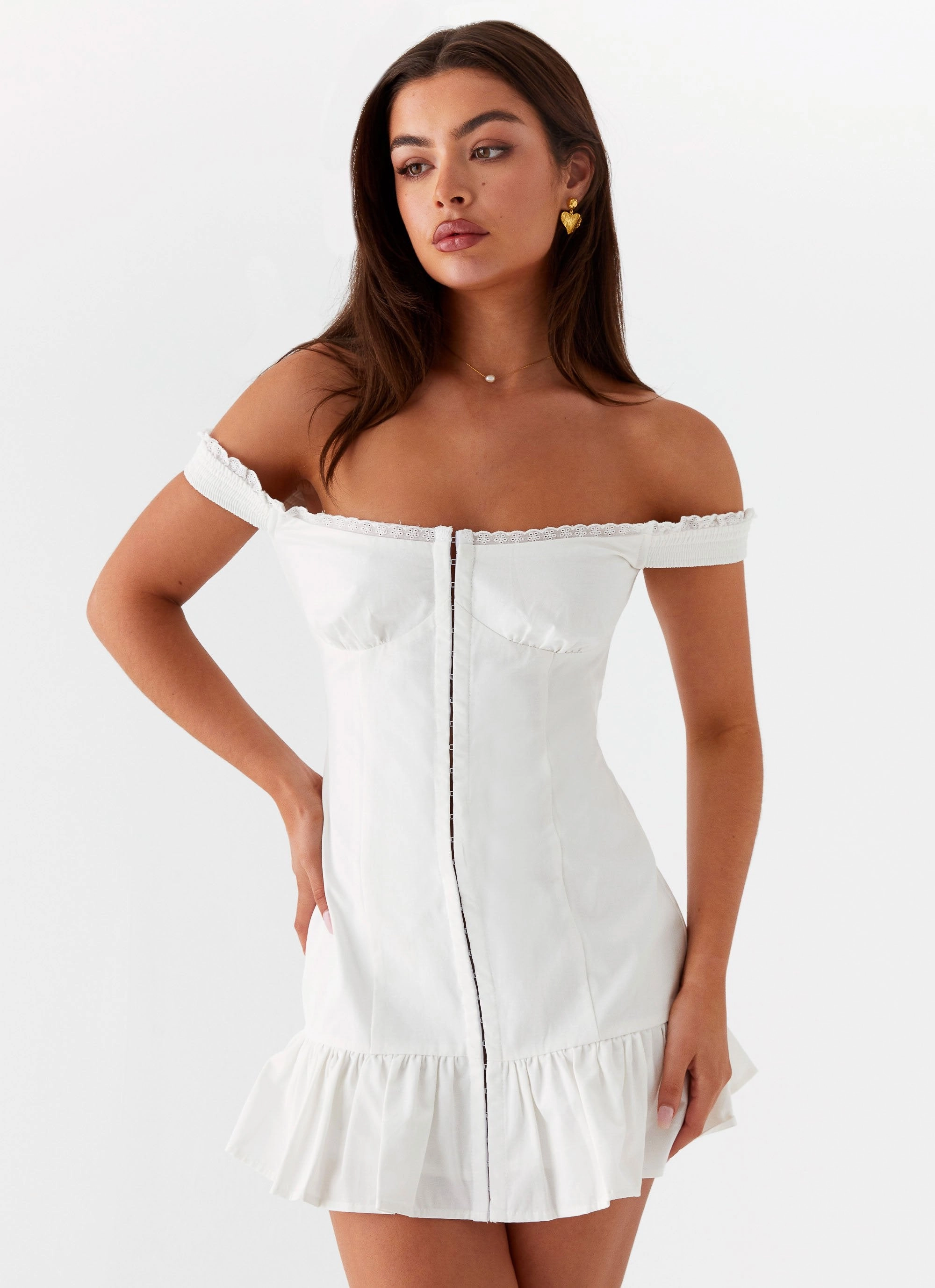 Odessa Frill Mini Dress - White Layered-Sleeve