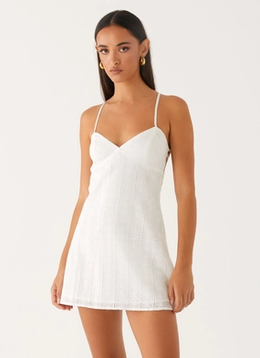 Flowing Layers Contrast-Panel Inara Mini Dress - Ivory