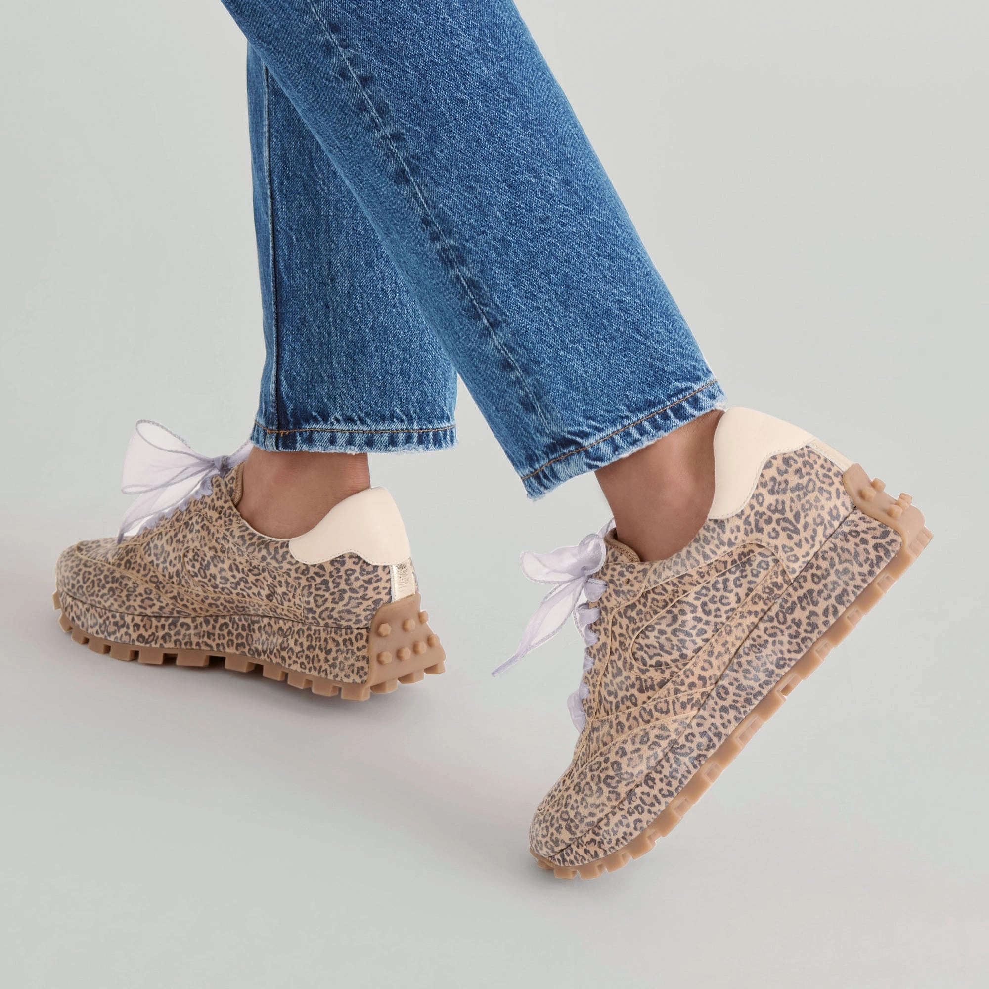 TRICIA SNEAKERS TAN LEOPARD PRINTED SUEDE All Surface Traction