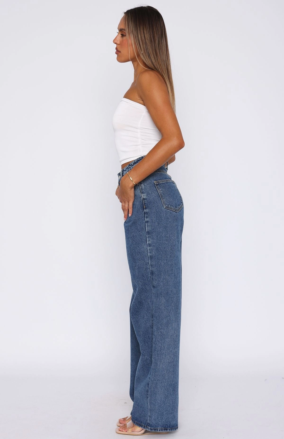 Stretch Comfort Bring The Style High Rise Wide Leg Jeans Admiral Blue