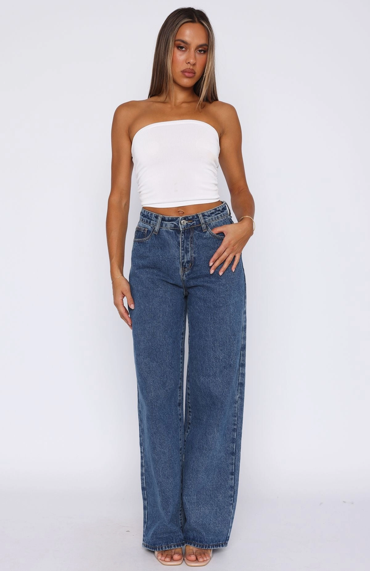 Casual Classic Bring The Style High Rise Wide Leg Jeans Admiral Blue