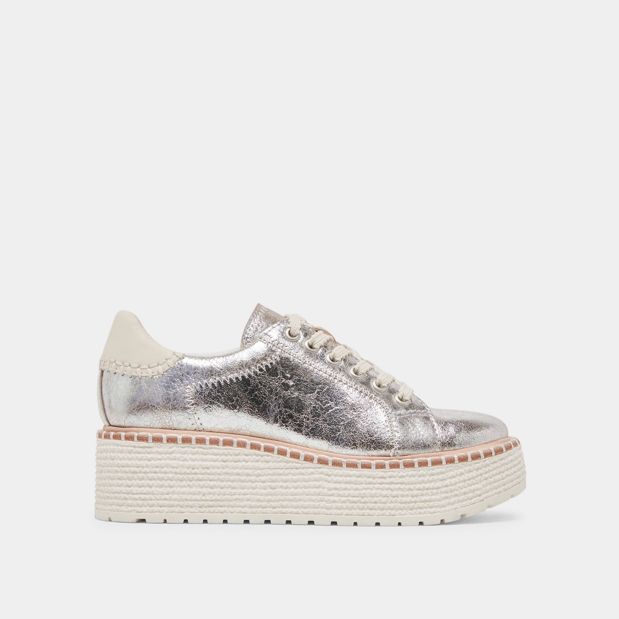 TWAIN SNEAKERS SILVER CRACKLED LEATHER Shock-absorbent look