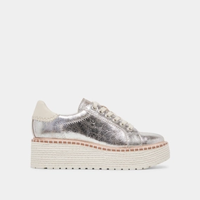 TWAIN SNEAKERS SILVER CRACKLED LEATHER Shock-absorbent look