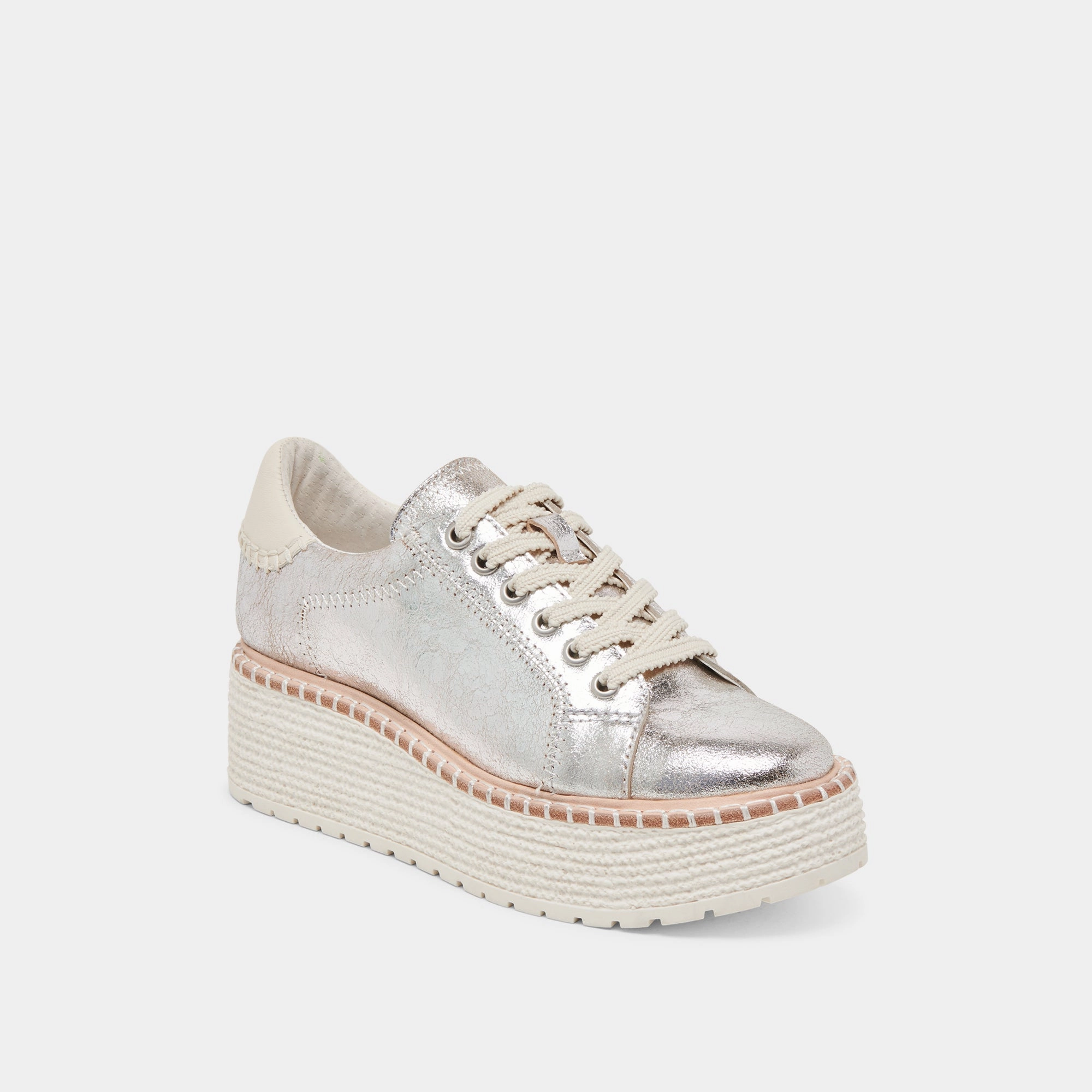 Hybrid Cushioning System TWAIN SNEAKERS SILVER CRACKLED LEATHER