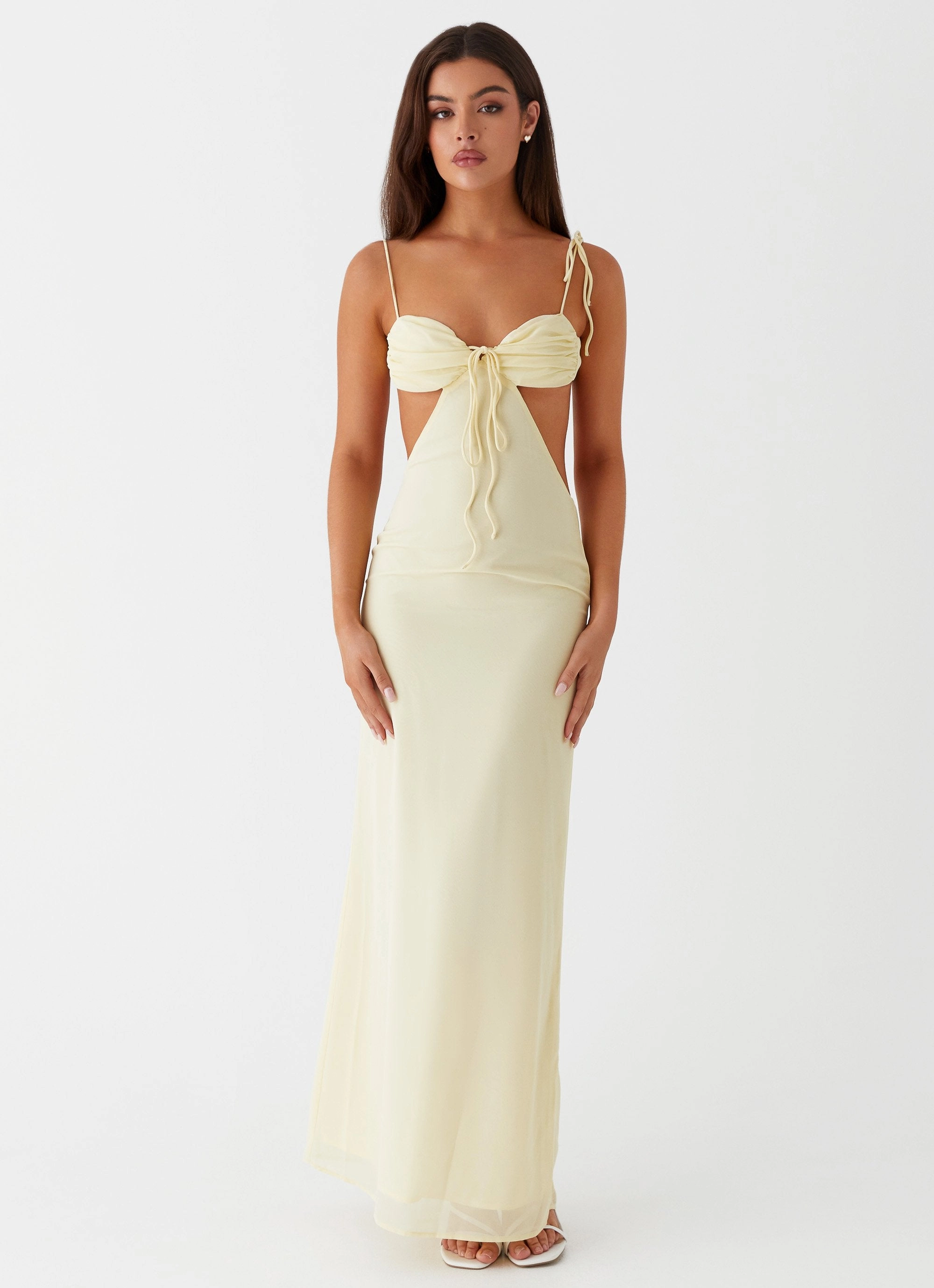 Romantic date dress Recycled-Material Tyra Ruched Maxi Dress - Yellow