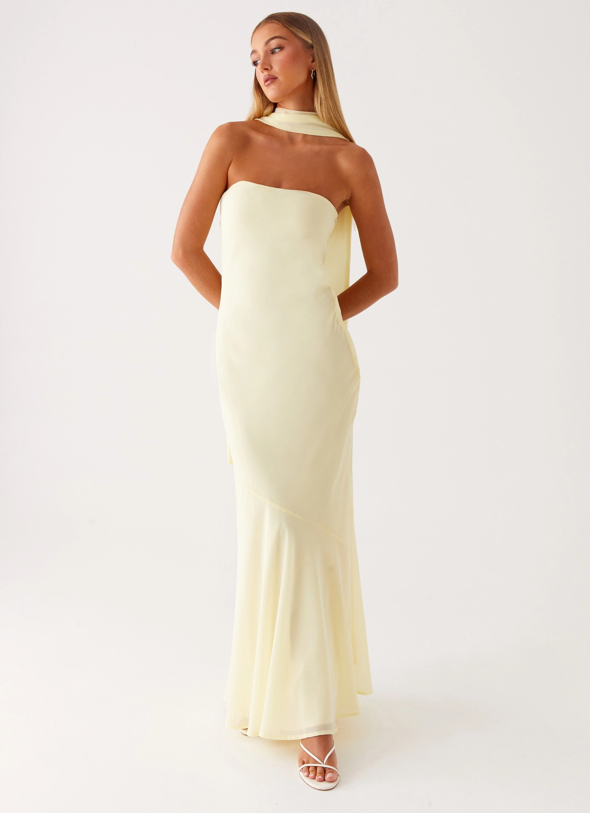 Under The Pagoda Maxi Dress - Yellow Light Sheen