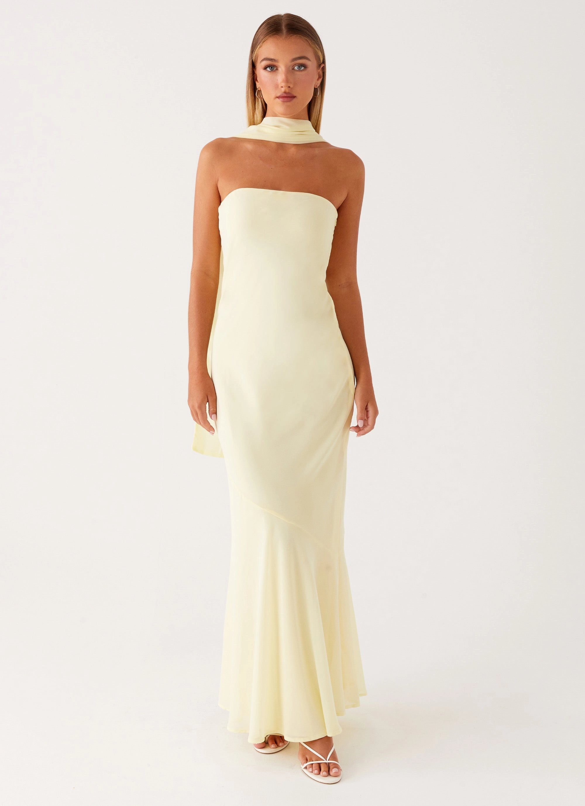 Subtle Drape Under The Pagoda Maxi Dress - Yellow