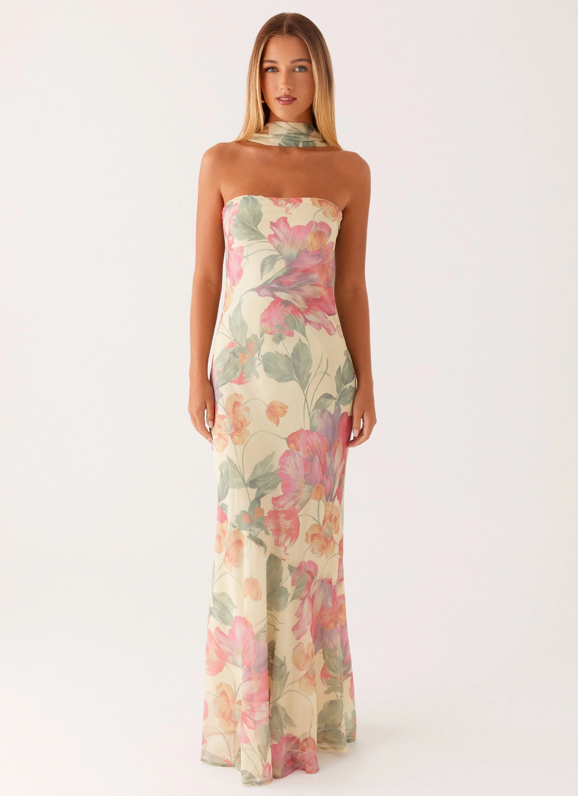 Under The Pagoda Maxi Dress - Yellow Peony Pure Elegance