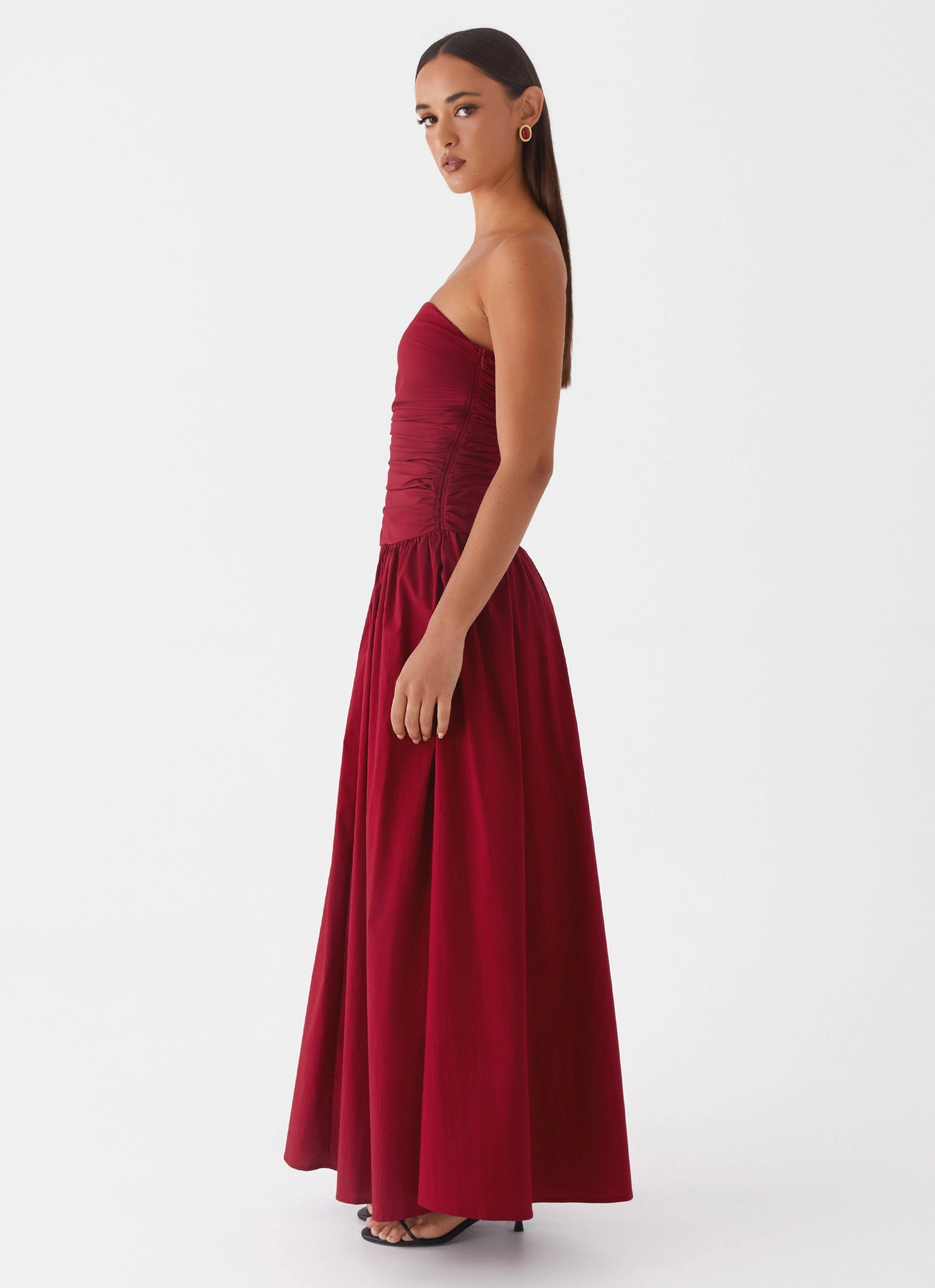 Carmel Maxi Dress - Merlot Delicate Edge Silky Movement