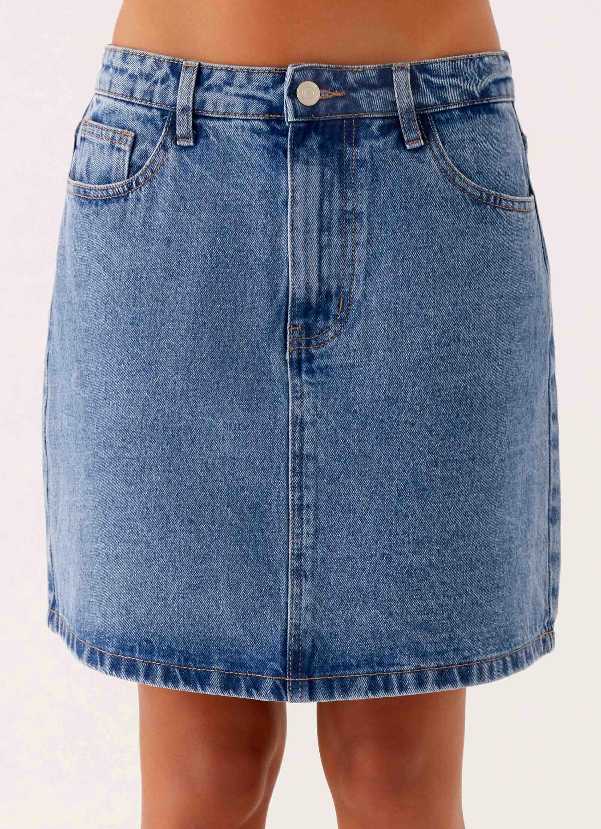 Stella Low Rise Mini Skirt - Blue High Street Chic