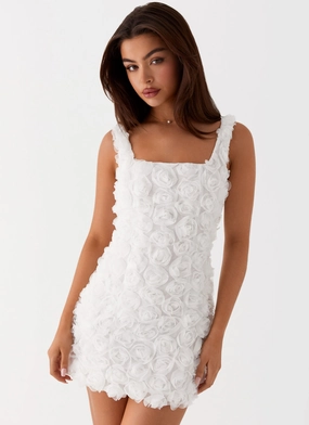 Valentina Mini Dress - White Soft Mesh