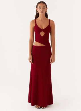 Sleek and Simple All Purpose Jocelyn Maxi Dress - Maroon