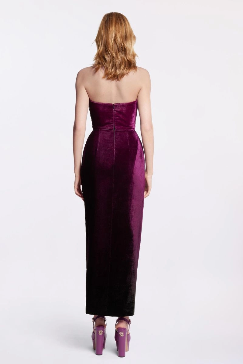 Trendy Appearance Flawless Waist Fit Velvet Midi Dress