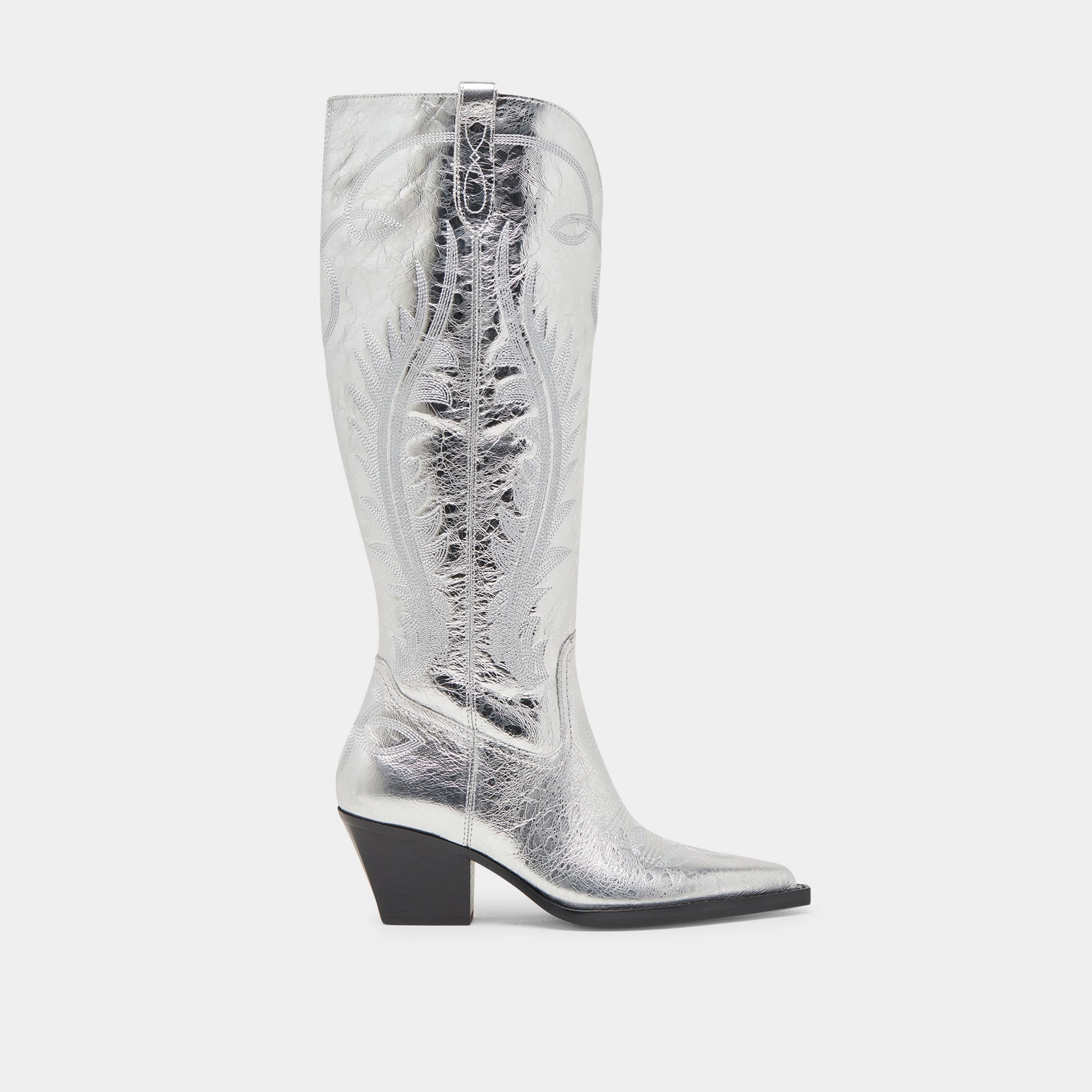 Grip Support RYATT WIDE CALF BOOTS SILVER DISTRESSED LEATHER