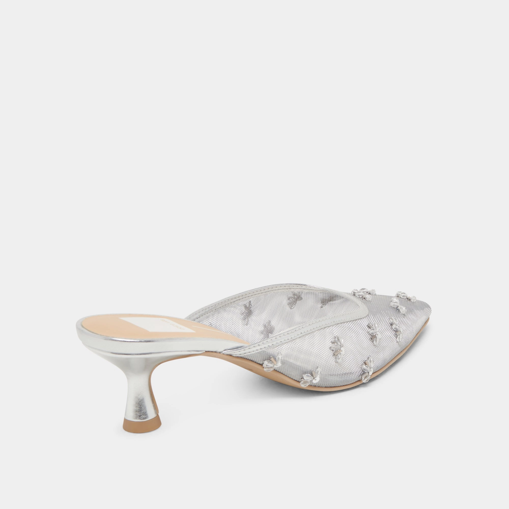 Boho Spark Street Queen CLARA WIDE HEELS SILVER MESH