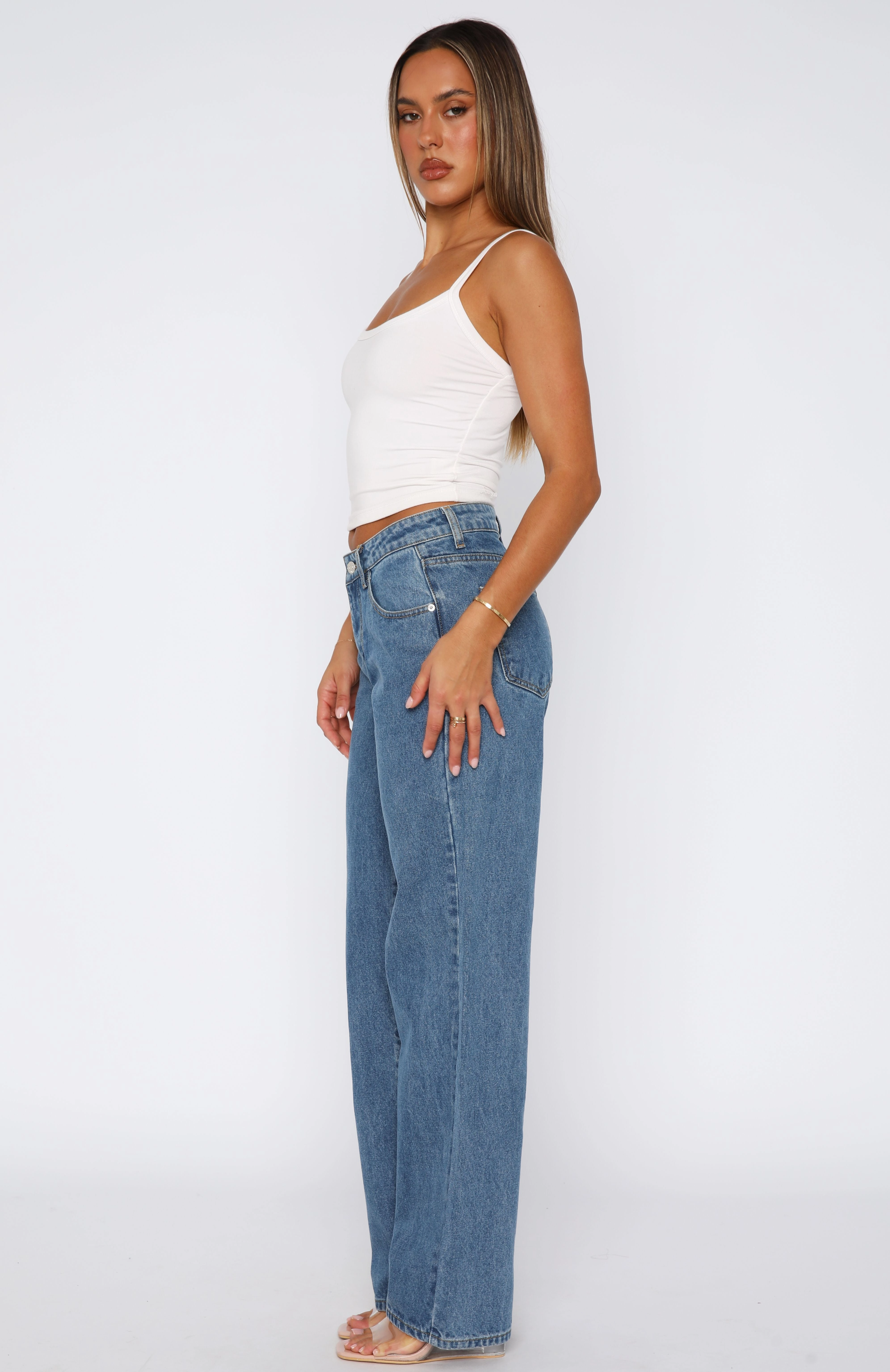 Zara Mid Rise Straight Leg Jeans Admiral Blue Daily Mix