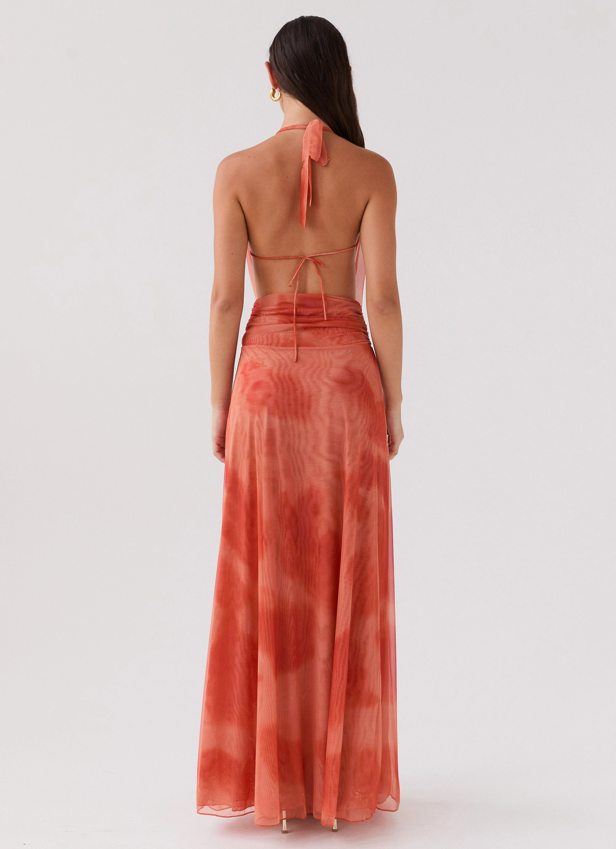 Elysia Chiffon Maxi Dress - Fiery Fusion Sheer Light