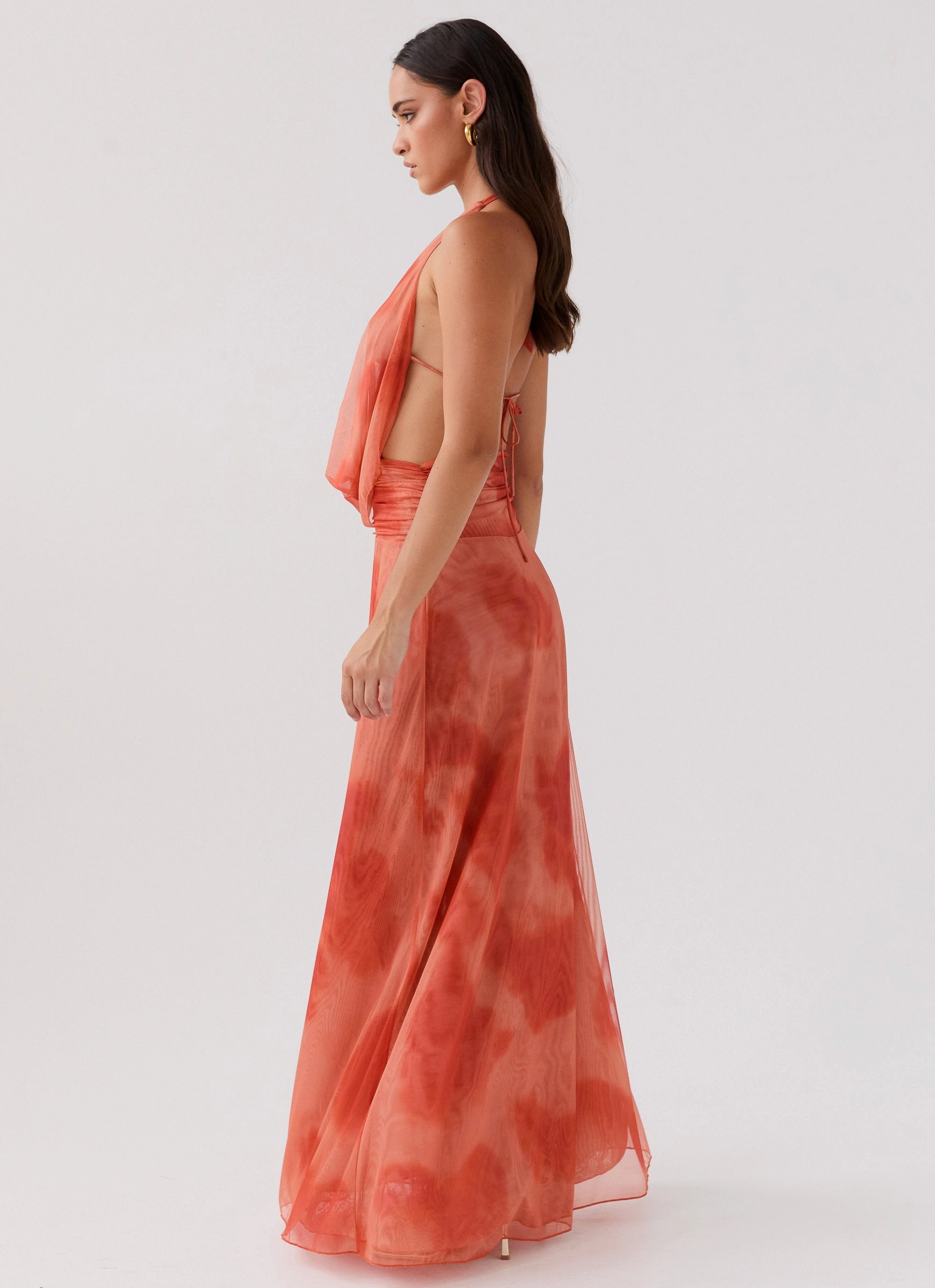 Elysia Chiffon Maxi Dress - Fiery Fusion Natural Feel Cozy Vibes