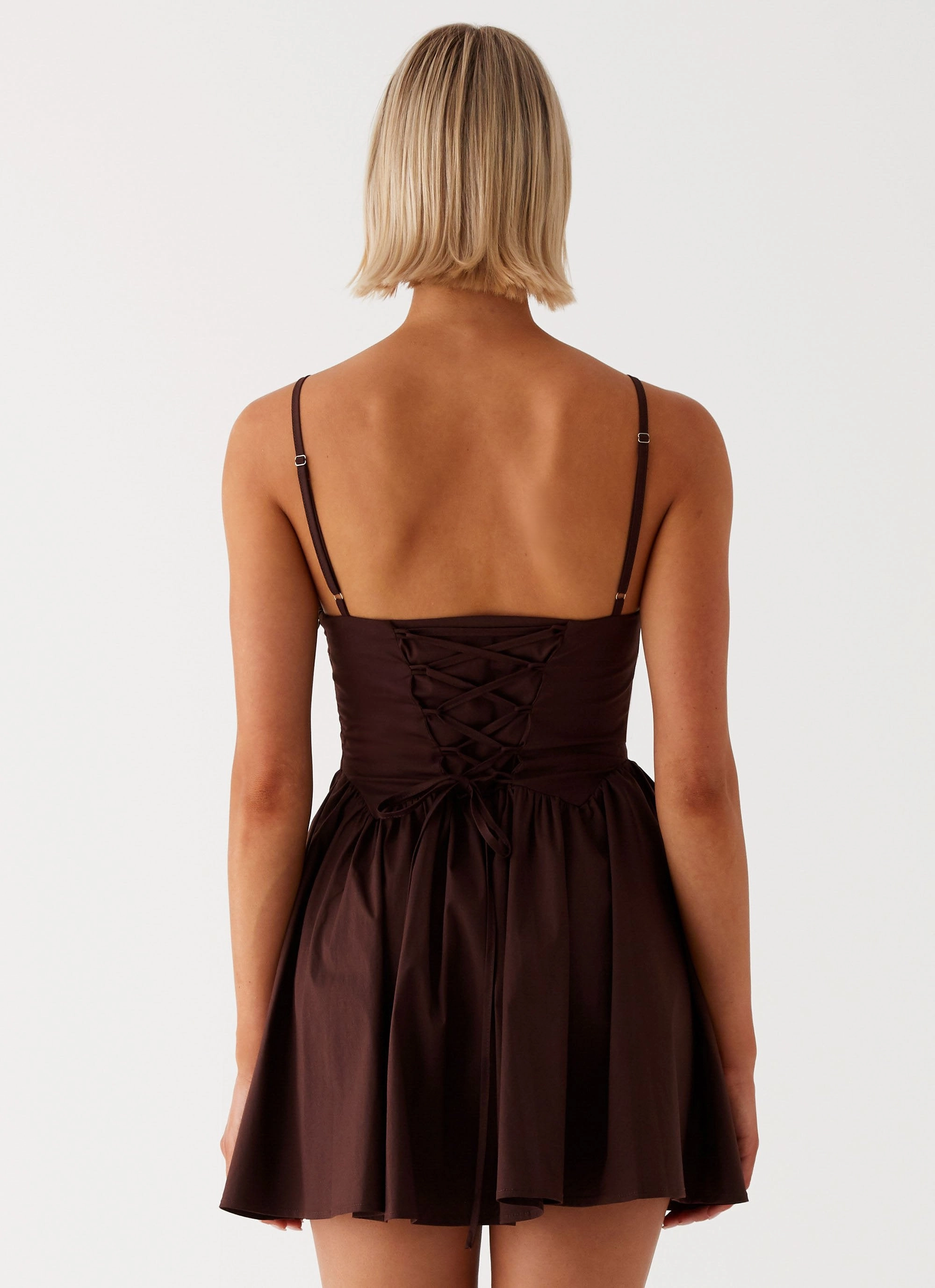 Shape Retention Relaxed Fit Design Tesoro Mio Mini Dress - Chocolate
