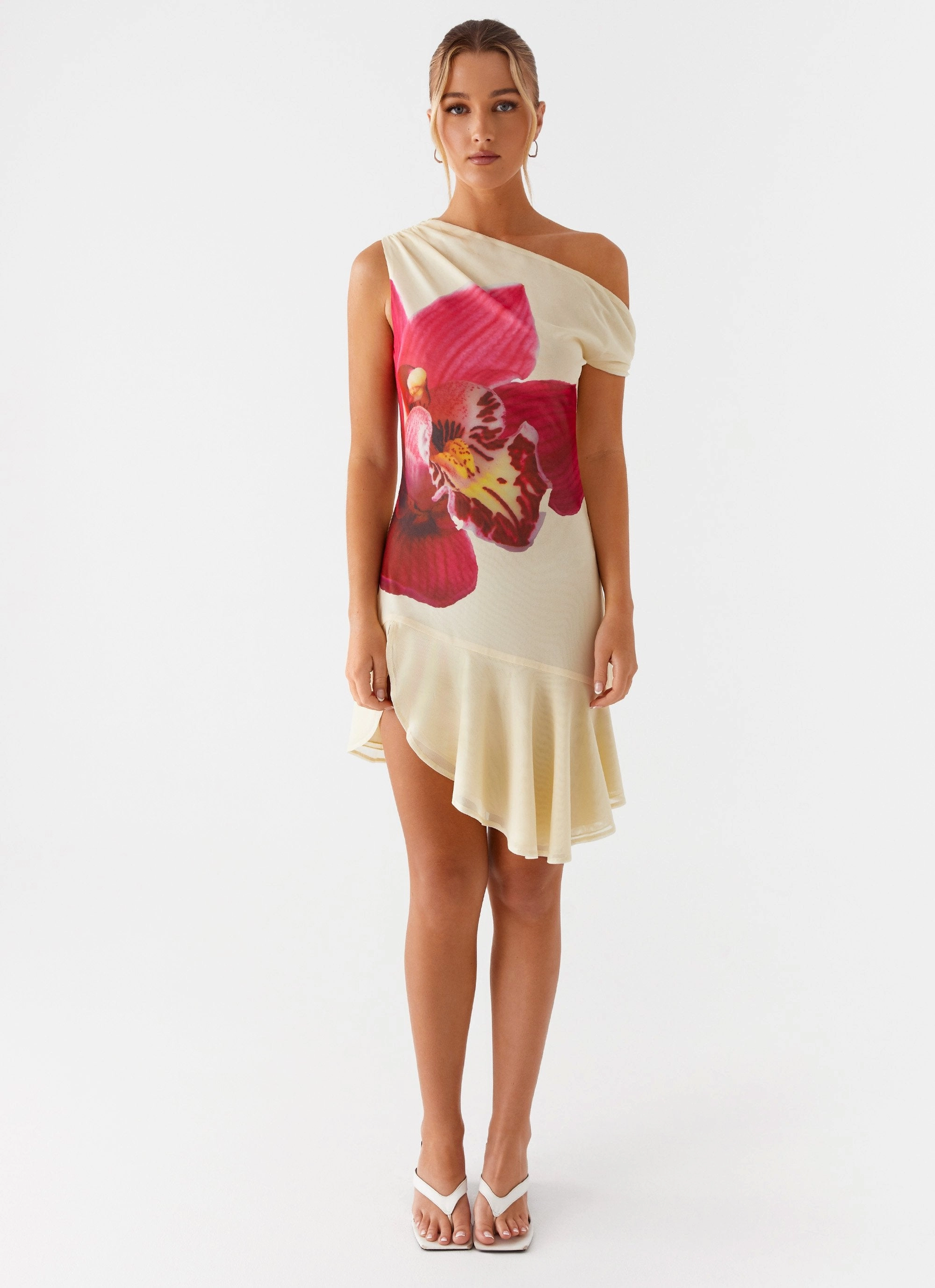 Day Chic Clementina One Shoulder Mini Dress - Yellow