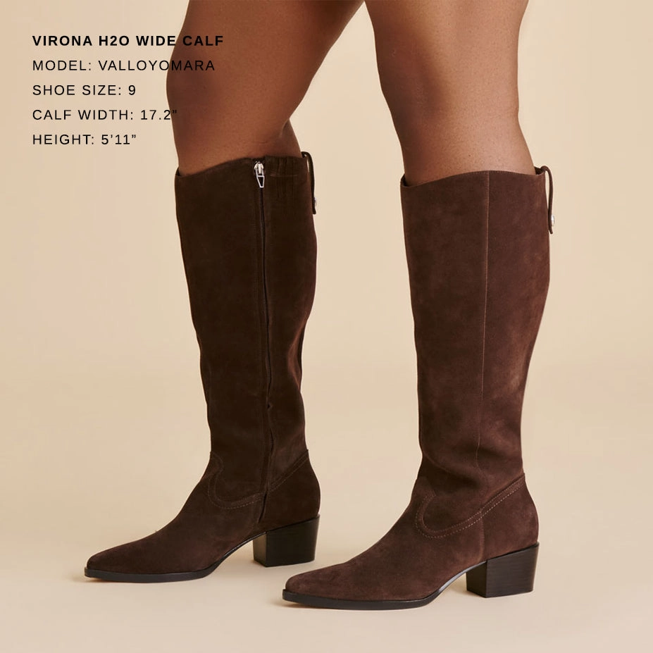 VIRONA H2O WIDE CALF BOOTS DK BROWN SUEDE Synthetic Upper