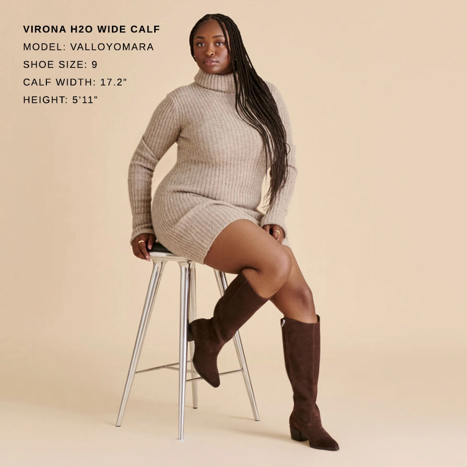 Extreme Cold Subtle design VIRONA H2O WIDE CALF BOOTS DK BROWN SUEDE