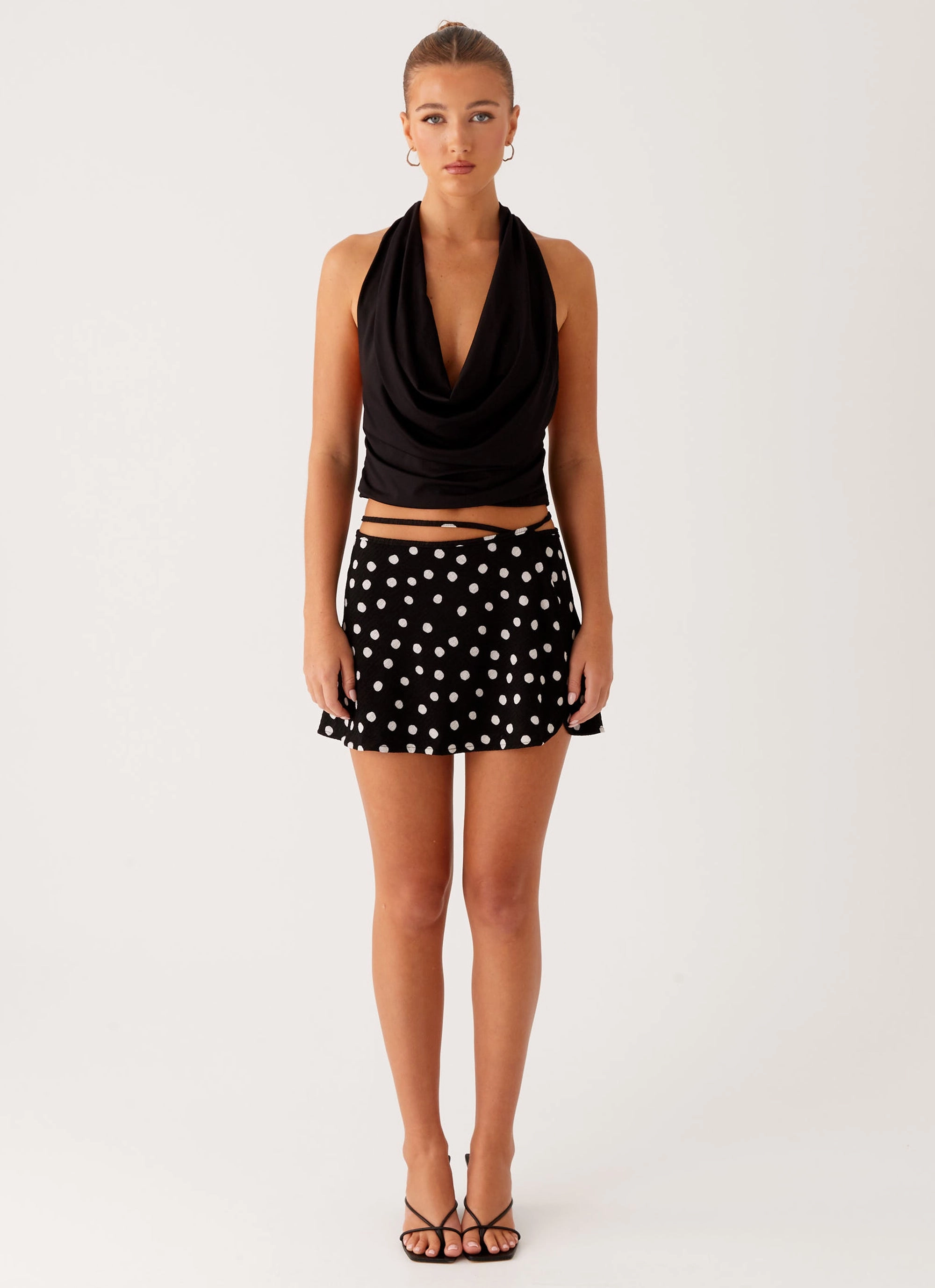 Walker Mini Skirt - Black Polka Dot Everyday Look