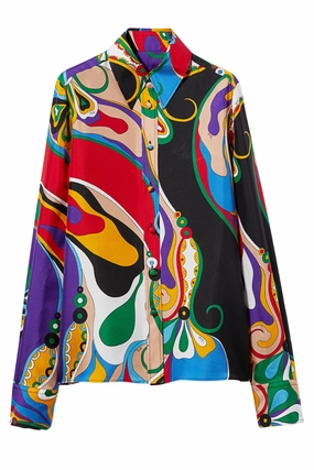 Tailored Fit Orchidee Print Twill Shirt