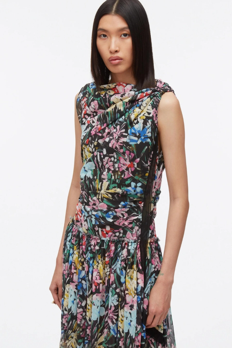 City Rhythm Insulating-Lining Flowerworks D??grad?? Draped Dress